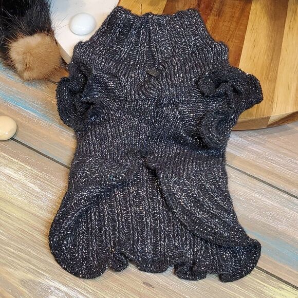Handmade Tiny Dog Sweater Black Shimmery Cat Puppy Small Animal - Picture 3 of 6